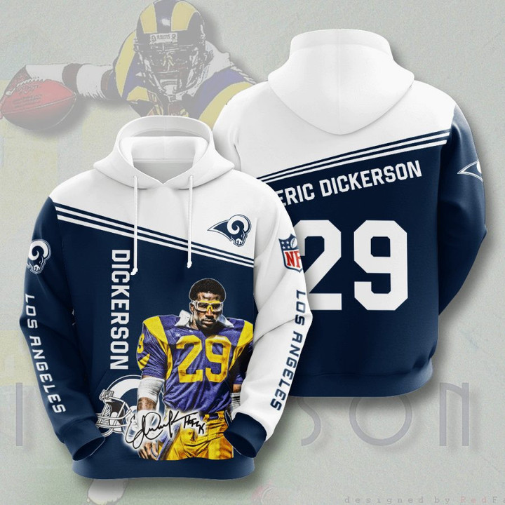 NFL Los Angeles Rams Eric Dickerson Blue White Pullover Hoodie AOP Shirt