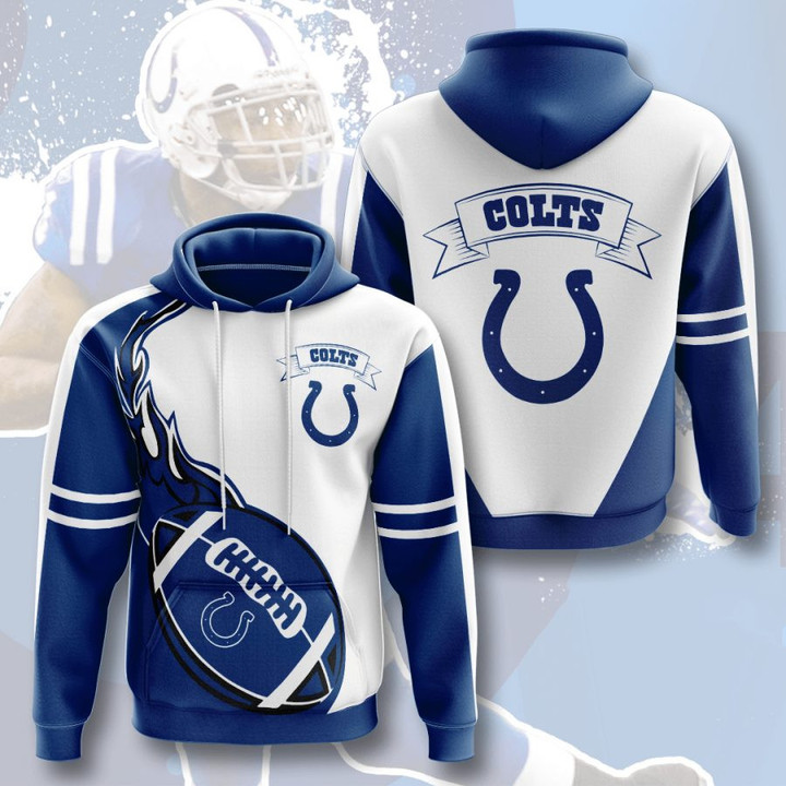 NFL Indianapolis Colts Blue Fire Pullover Hoodie AOP Shirt