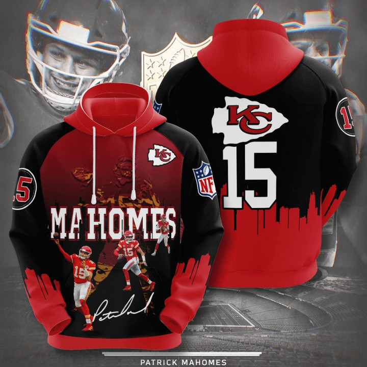 NFL Kansas City Chiefs Patrick Mahomes II Red Black Pullover Hoodie AOP Shirt
