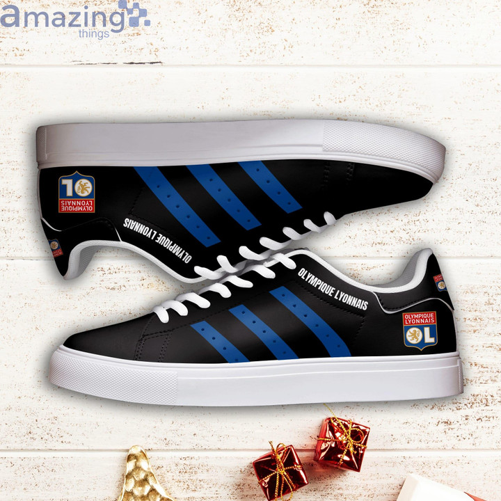Olympique Lyon Black And Blue Stripes Stan Smith Shoes
