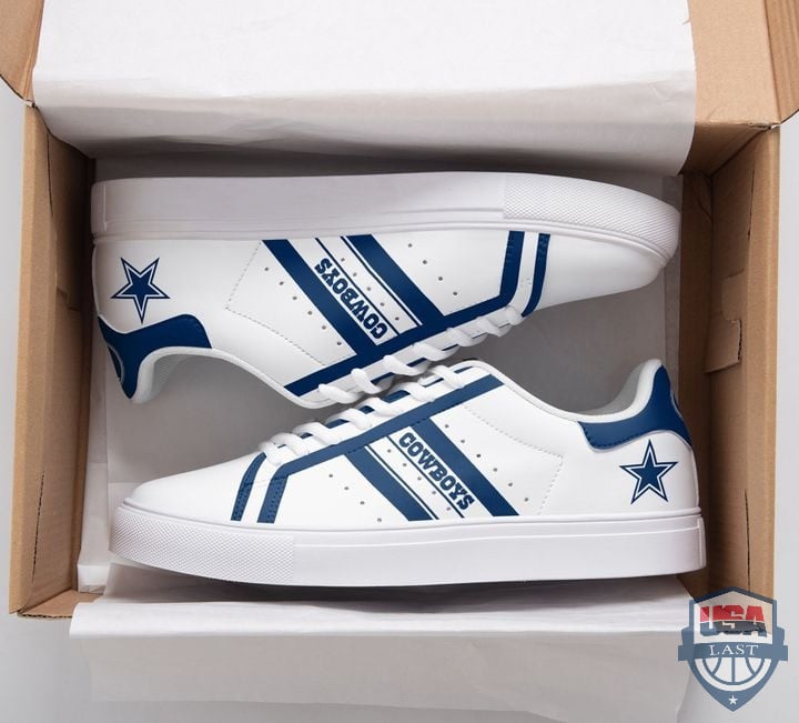 NFL Dallas Cowboys White Blue Stripes Stan Smith Shoes