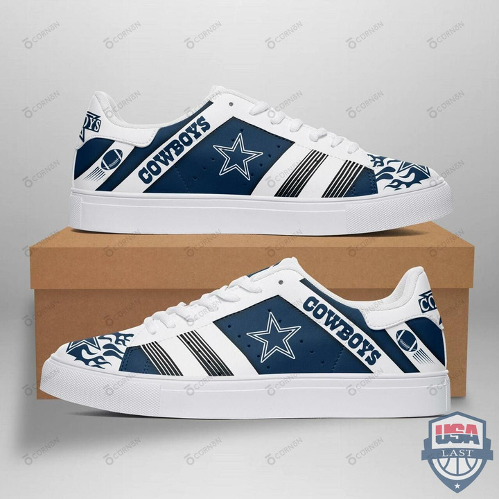 NFL Dallas Cowboys White Blue Stripes Stan Smith Shoes V2