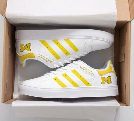 NCAA Michigan Wolverines White Maize Stan Smith Shoes