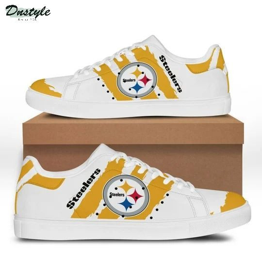NFL Pittsburgh Steelers White Scratch Golden Stan Smith Shoes