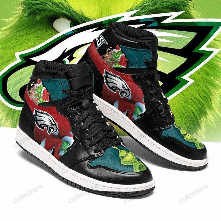 Air JD Hightop Shoes NFL Philadelphia Eagles The Grinch Air Jordan 1 High Sneakers