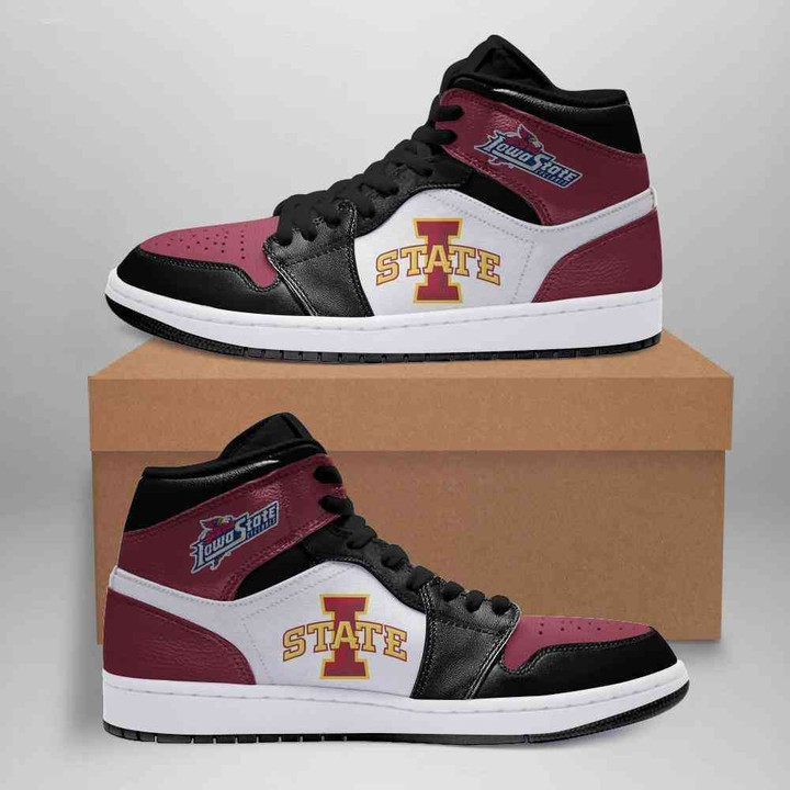 Air JD Hightop Shoes NCAA Iowa State Cyclones Cardinal Black Air Jordan 1 High Sneakers