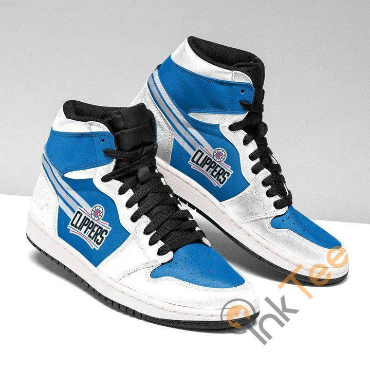 Air JD Hightop Shoes NBA Los Angeles Clippers White Blue Air Jordan 1 High Sneakers