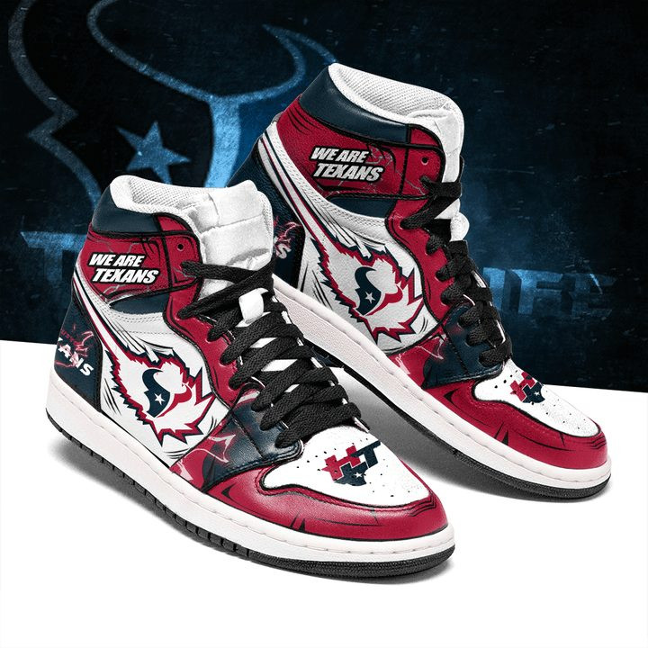 Air JD Hightop Shoes NFL Houston Texans Red White Air Jordan 1 High Sneakers