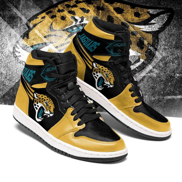 Air JD Hightop Shoes NFL Jacksonville Jaguars Gold Black Air Jordan 1 High Sneakers