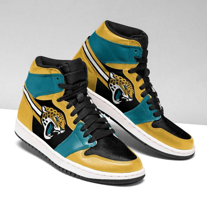 Air JD Hightop Shoes NFL Jacksonville Jaguars Gold Black Air Jordan 1 High Sneakers V2