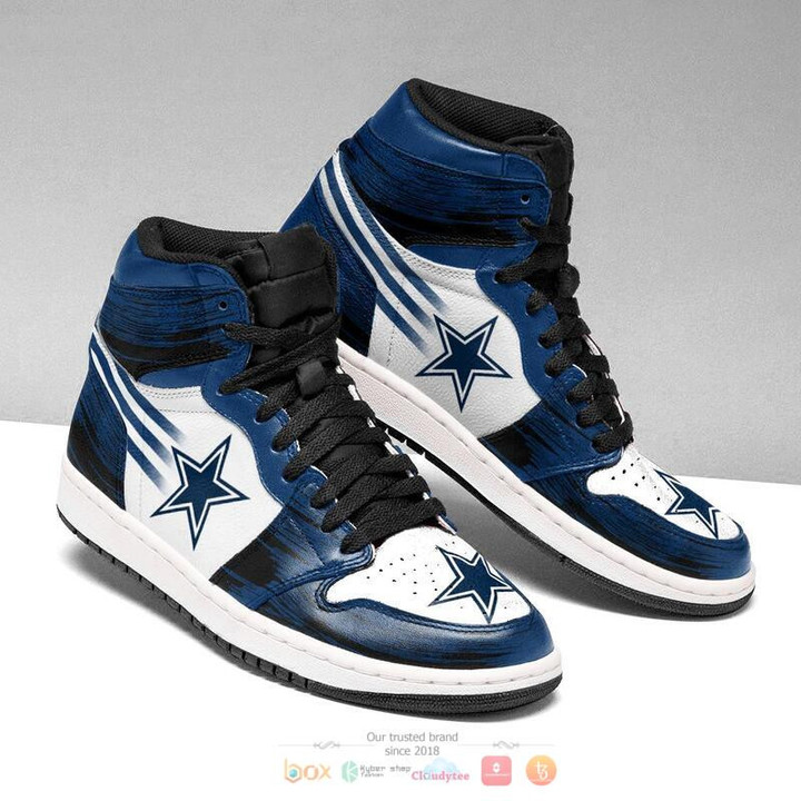 Air JD Hightop Shoes NFL Dallas Cowboys Dark Blue White Logo Air Jordan 1 High Sneakers