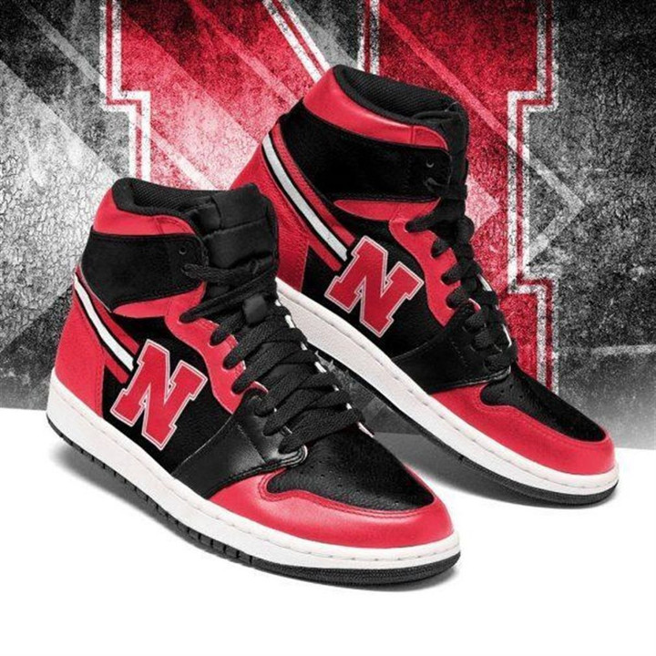 Air JD Hightop Shoes NCAA Nebraska Cornhuskers Red Black Air Jordan 1 High Sneakers