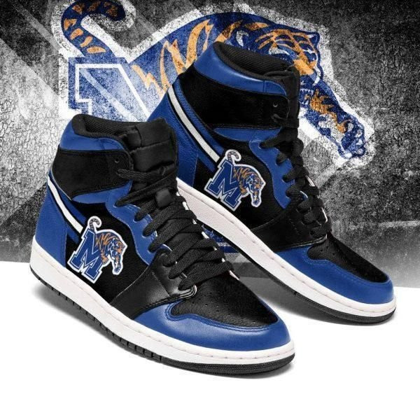Air JD Hightop Shoes NCAA Memphis Tigers Blue Black Air Jordan 1 High Sneakers