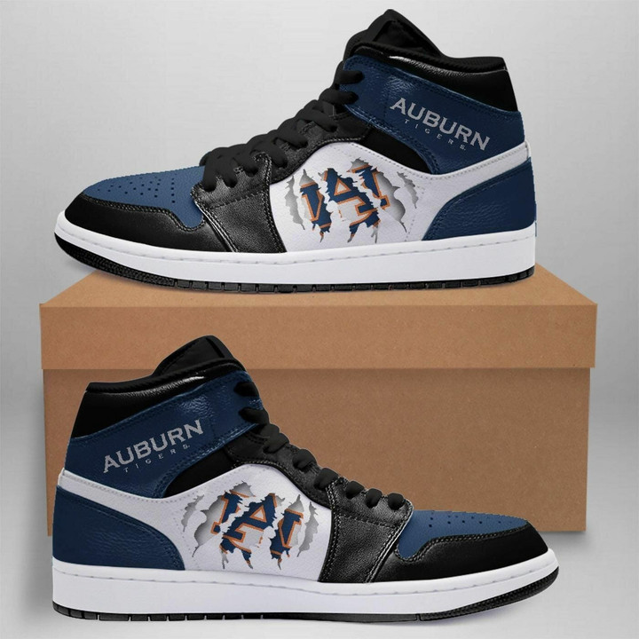Air JD Hightop Shoes NCAA Auburn Tigers Blue Black Air Jordan 1 High Sneakers V2