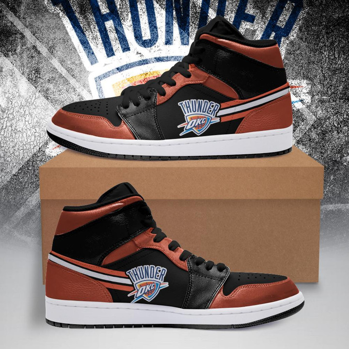 Air JD Hightop Shoes NBA Oklahoma City Thunder Orange Black Air Jordan 1 High Sneakers