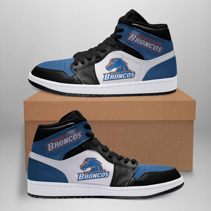 Air JD Hightop Shoes NCAA Boise State Broncos Blue Black Air Jordan 1 High Sneakers