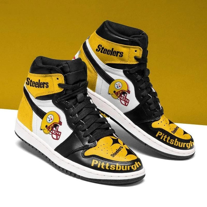 Air JD Hightop Shoes NFL Pittsburgh Steelers Golden Helmet Air Jordan 1 High Sneakers