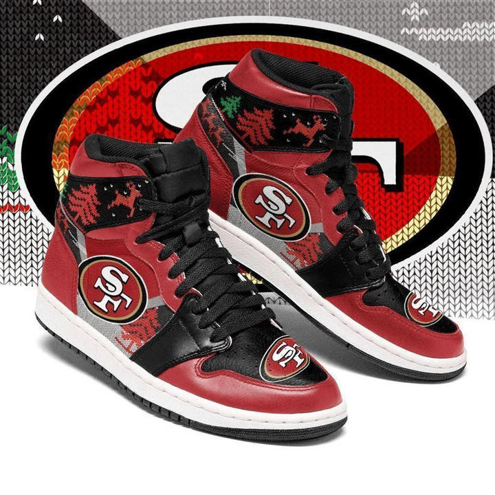 Air JD Hightop Shoes NFL San Francisco 49ers Red Black Christmas Air Jordan 1 High Sneakers