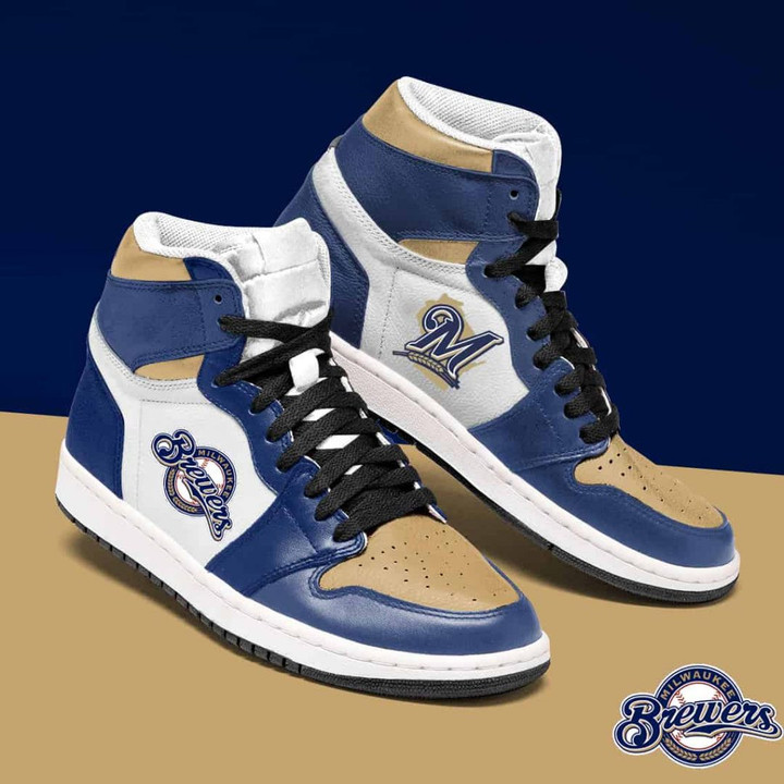 Air JD Hightop Shoes MLB Milwaukee Brewers Air Jordan 1 High Sneakers V4