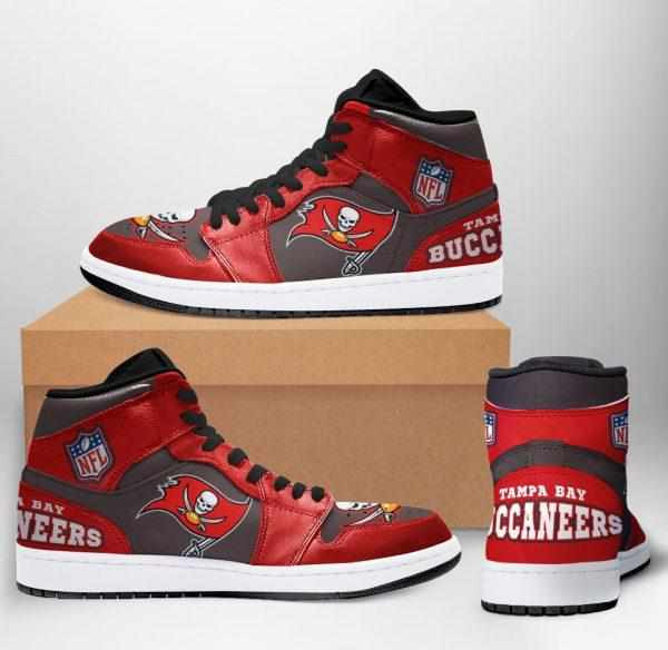 Air JD Hightop Shoes NFL Tampa Bay Buccaneers Red Grey Air Jordan 1 High Sneakers