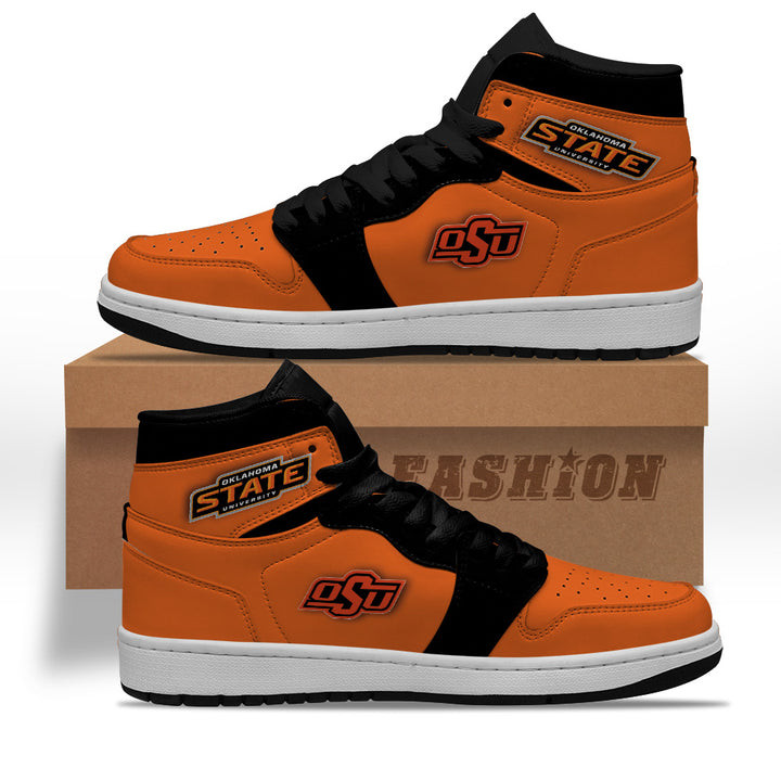 Air JD Hightop Shoes NCAA Oklahoma State Cowboys Orange Black Air Jordan 1 High Sneakers