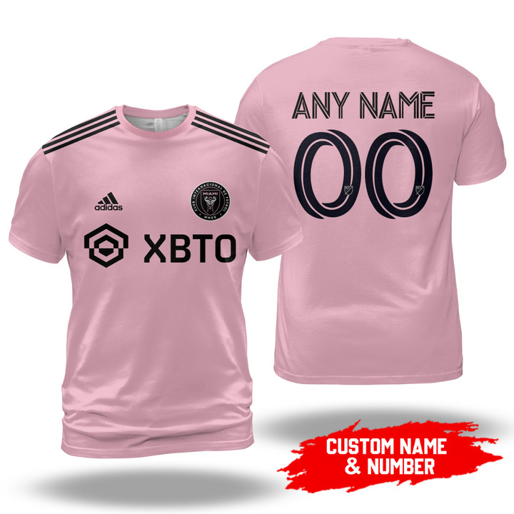 MLS Inter Miami CF Custom Name Number Jersey Pink 3D Tshirt AOP Shirt