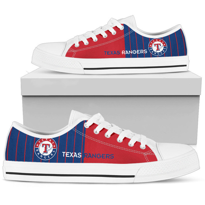 MLB Texas Rangers Simple Design Vertical Stripes Low Top Shoes