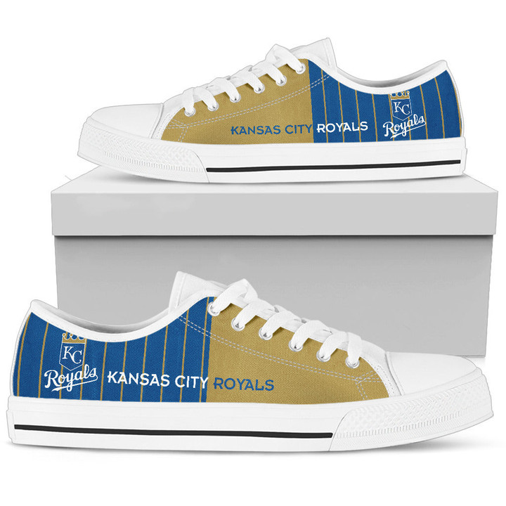 MLB Kansas City Royals Simple Design Vertical Stripes Low Top Shoes
