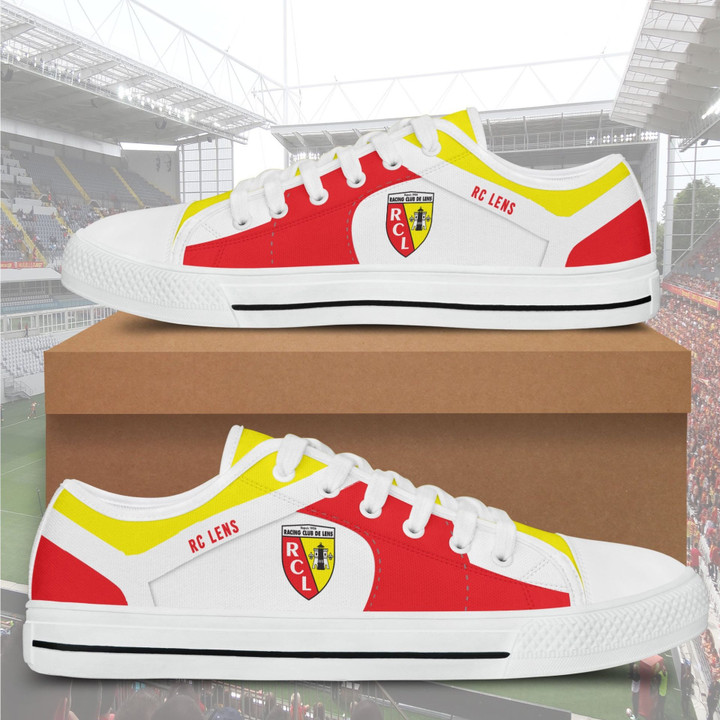RC Lens White Red Yellow Low Top Shoes