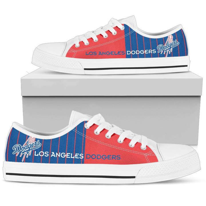 MLB Los Angeles Dodgers Simple Design Vertical Stripes Low Top Shoes