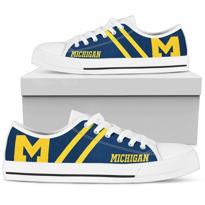 NCAA Michigan Wolverines Navy Blue Maize Low Top Shoes