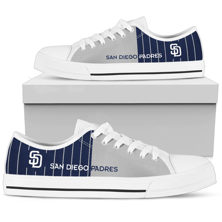 MLB San Diego Padres Simple Design Vertical Stripes Low Top Shoes