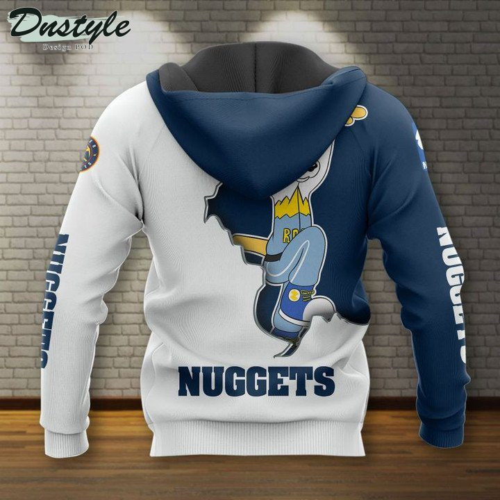 NBA Denver Nuggets White Blue Mascot Scratch Pullover Hoodie AOP Shirt ath-hd-0607