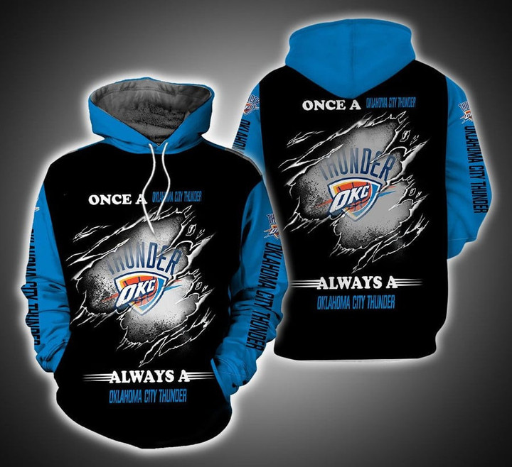 NBA Oklahoma City Thunder Blue Black Scratch For Fans Pullover Hoodie AOP Shirt ath-hd-0607