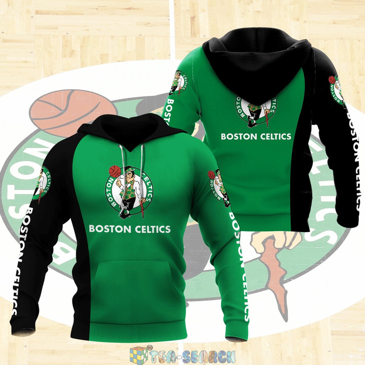 NBA Boston Celtics Green Black Pullover Hoodie V8 AOP Shirt ath-hd-0607