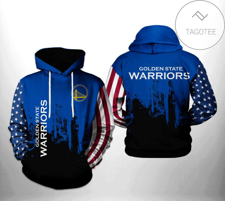 NBA Golden State Warriors American Flag Pullover Hoodie AOP Shirt ath-hd-0607