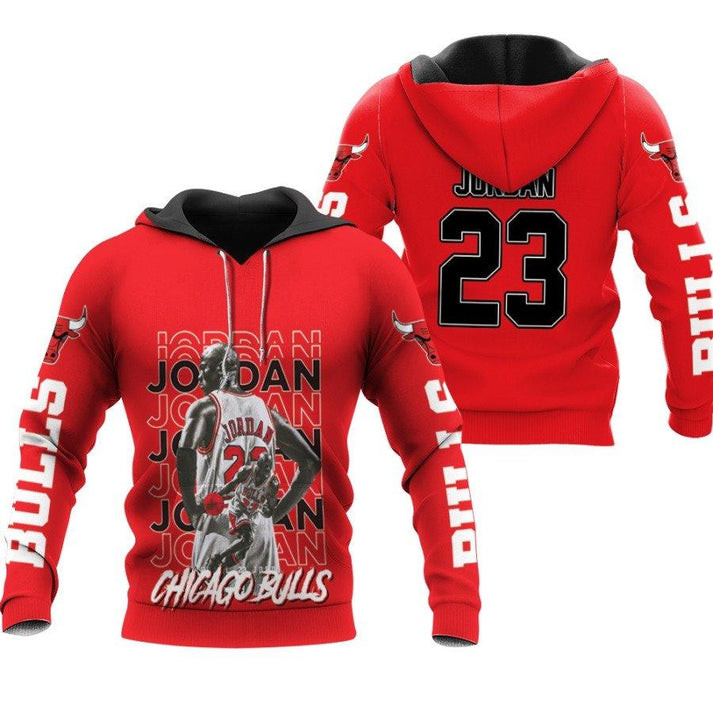 NBA Chicago Bulls Michael Jordan 23 Standing Pullover Hoodie AOP Shirt ath-hd-0607