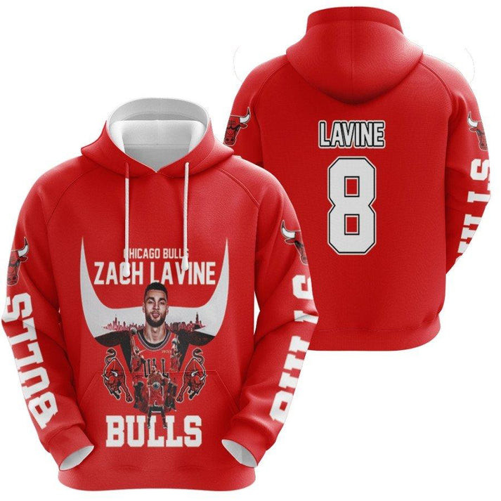 NBA Chicago Bulls Red Zach Lavine No 8 Pullover Hoodie AOP Shirt ath-hd-0607