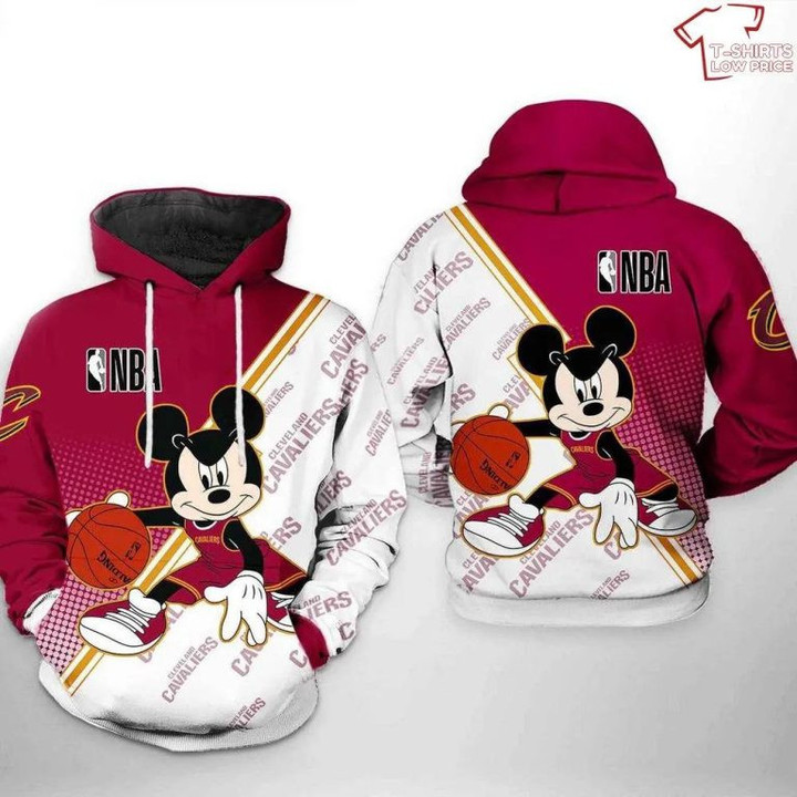 NBA Cleveland Cavaliers White Wine Mickey Pullover Hoodie AOP Shirt ath-hd-0607