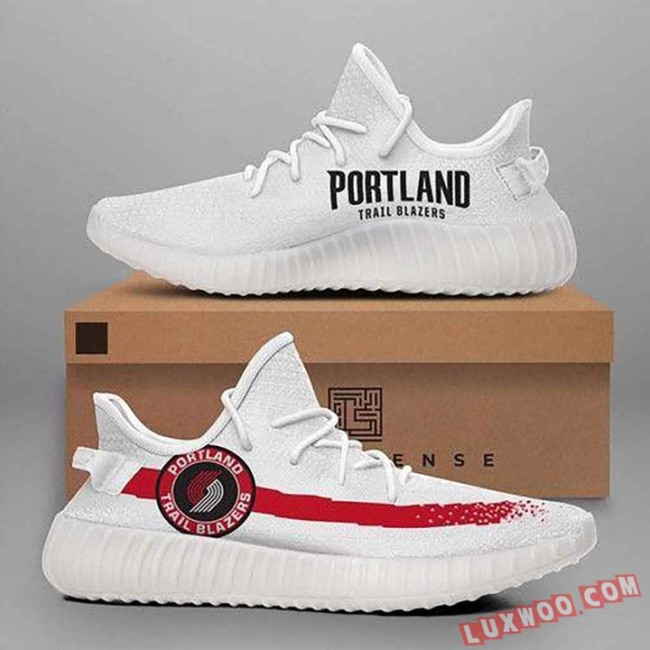 NBA Portland Trail Blazers White Red Yeezy Boost Sneakers V5 Shoes ah-yz-0707