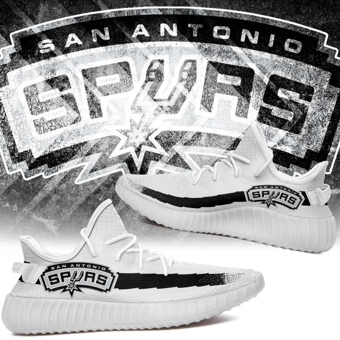 NBA San Antonio Spurs White Black Yeezy Boost Sneakers Shoes ah-yz-0707