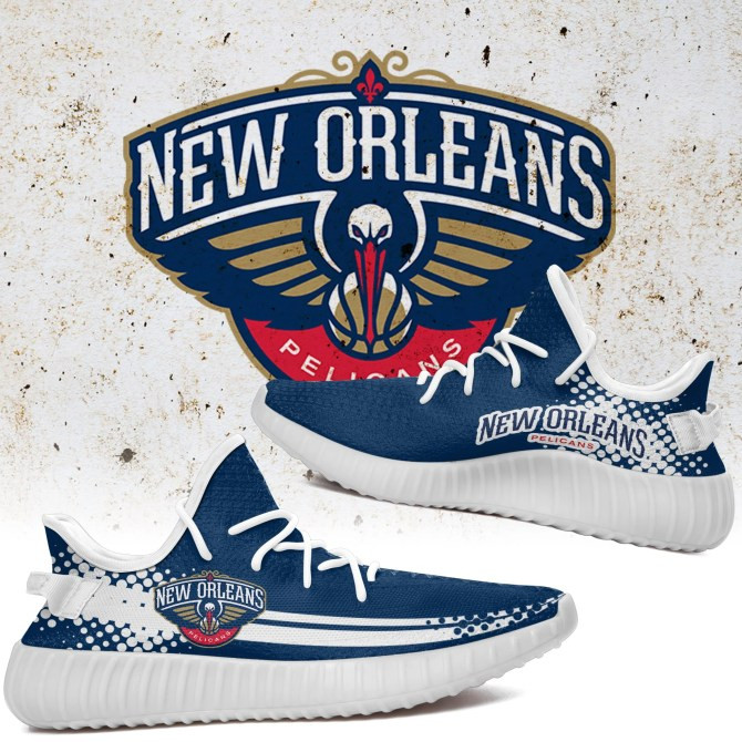 NBA New Orleans Pelicans Navy White Yeezy Boost Sneakers Shoes ah-yz-0707