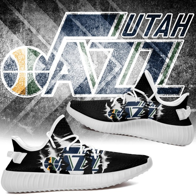 NBA Utah Jazz Black Scratch Yeezy Boost Sneakers Shoes ah-yz-0707