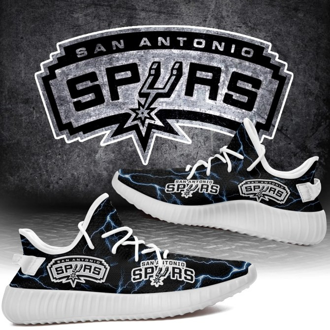 NBA San Antonio Spurs Black Lightning Yeezy Boost Sneakers Shoes ah-yz-0707