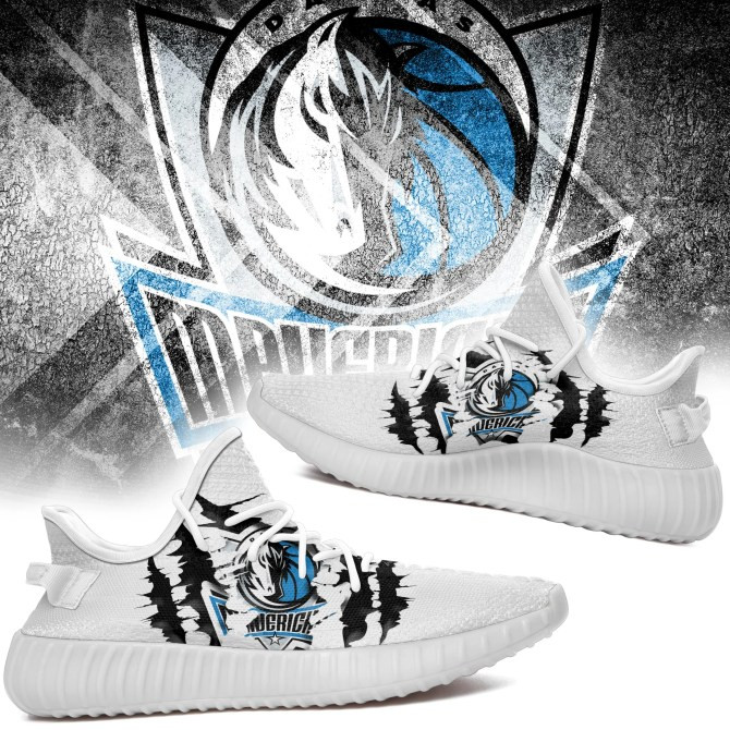 NBA Dallas Mavericks White Scratch Yeezy Boost Sneakers Shoes ah-yz-0707