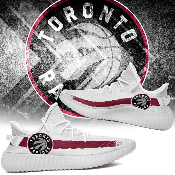 NBA Toronto Raptors White Red Yeezy Boost Sneakers Shoes ah-yz-0707