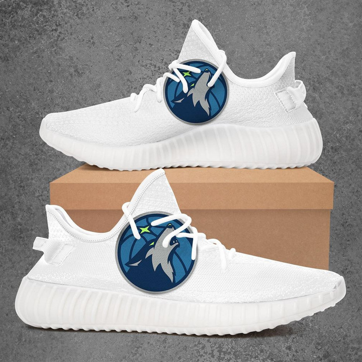 NBA Minnesota Timberwolves White Yeezy Boost Sneakers Shoes ah-yz-0707