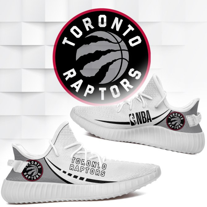 NBA Toronto Raptors White Gray Yeezy Boost Sneakers Shoes ah-yz-0707