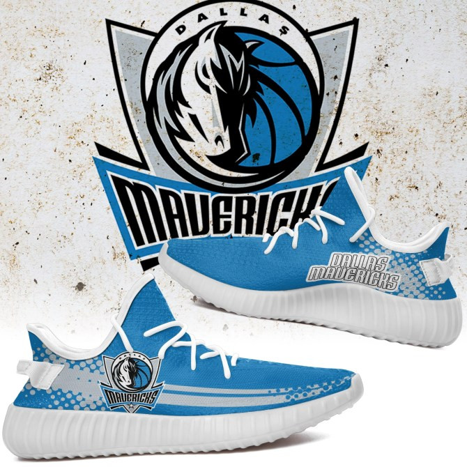 NBA Dallas Mavericks Blue Gray Yeezy Boost Sneakers Shoes ah-yz-0707
