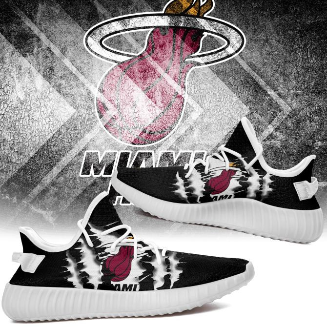 NBA Miami Heat Black Scratch Yeezy Boost Sneakers Shoes ah-yz-0707